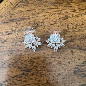 Rose gold clear crystal stud earrings